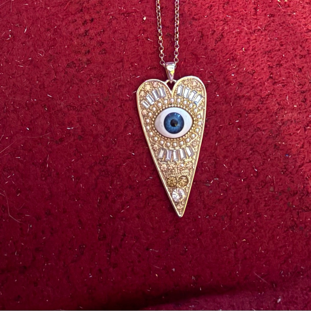 Bcbg Gold Heart Necklace WEvil Eye Design 16$